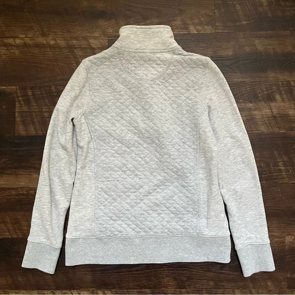 LL Bean 502745 quilted quarter zip 1/4 light gray pullover lightweight jacket XS - Picture 10 of 10